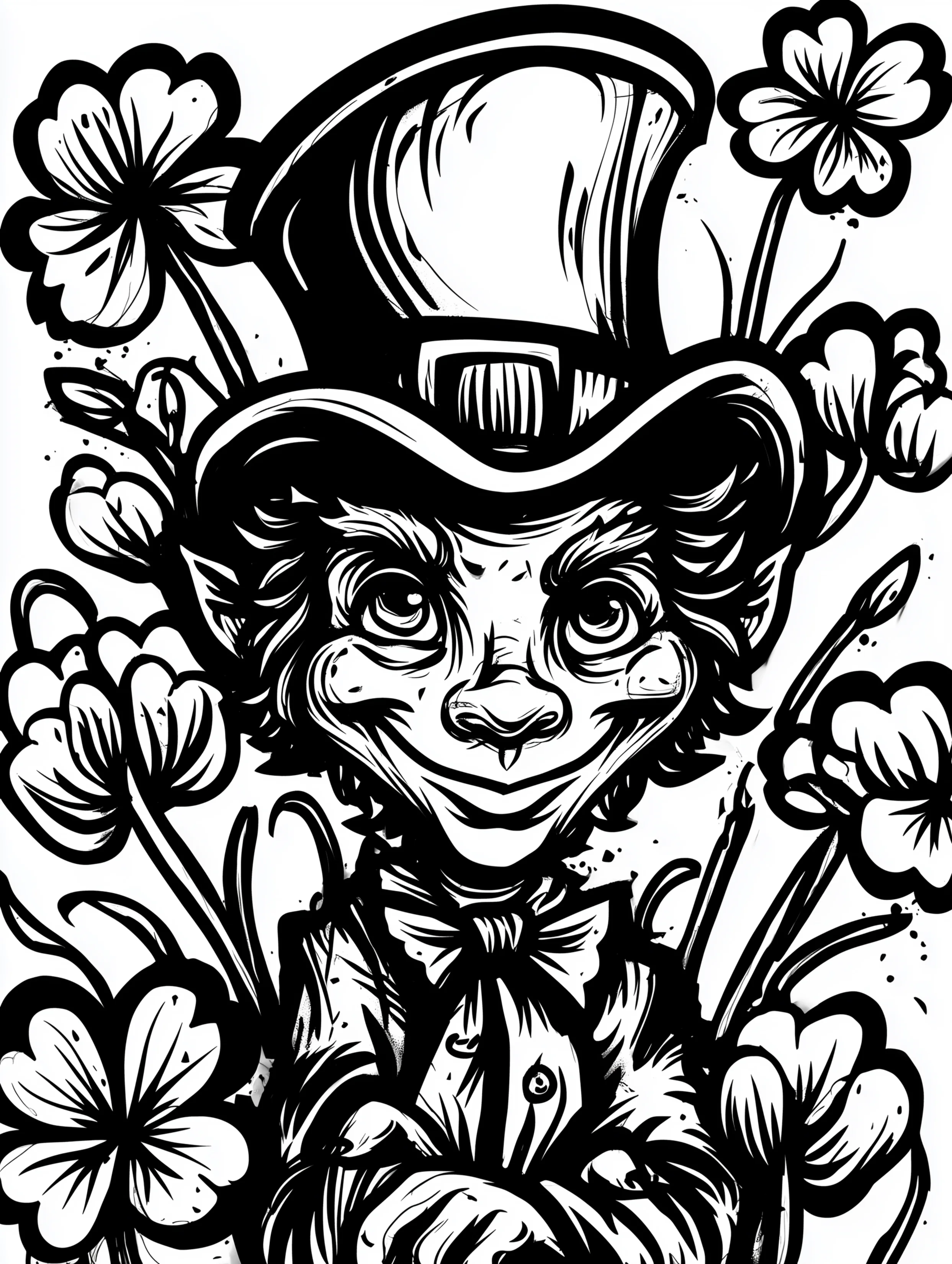 Free printable St Patricks Day coloring page for adults featuring a leprechaun with crossed arms